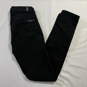 7 For All Mankind Roxanne Jeans Sz 24 Black Denim Slim Straight W28 L31.5